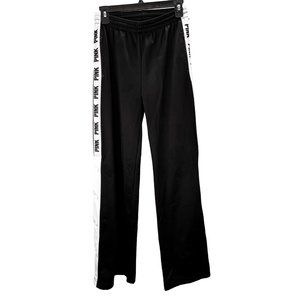 Pink Victorias Secret Track Pants XS Black White Spellout Snap Legs Pockets